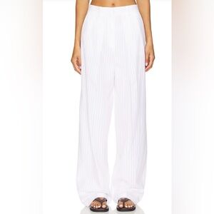 Theory Pleat White Wide Leg Pant